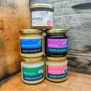 Honig Probierpaket Honigsorten im Glas gestapelt